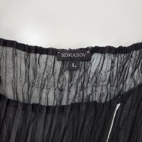 Komarov Sheer Stretch Mesh Top Womens Large L Black Fairy Grunge Goth Layer D05X - Picture 3 of 6